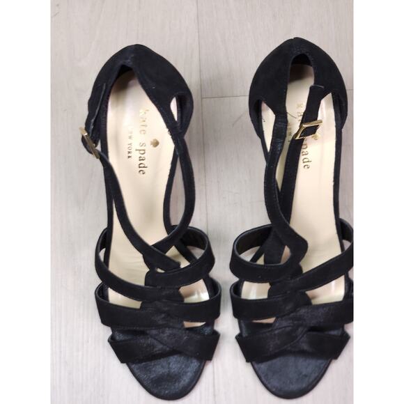 Kate Spade New York Black Suede Strappy Heels – Women’s 7.5B – Made in Italy - Picture 6 of 12